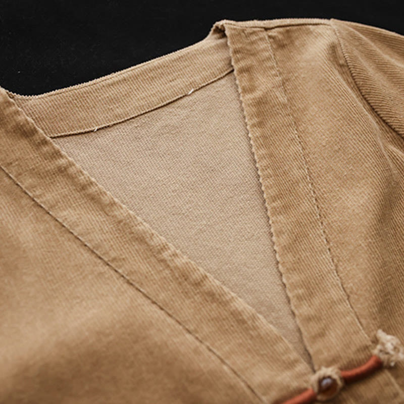 Veste en velours côtelé à manches longues et poches Buddha Stones pour femme - image 6