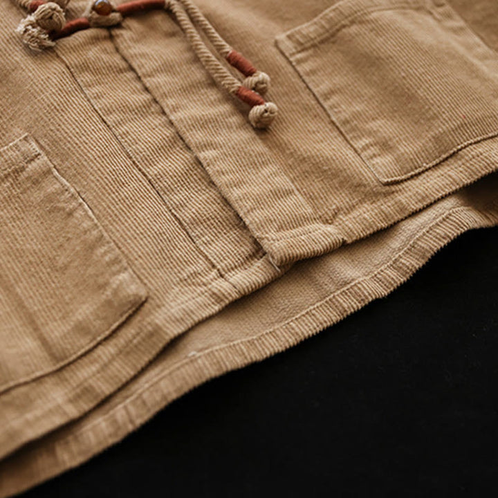 Veste en velours côtelé à manches longues et poches Buddha Stones pour femme - image 4