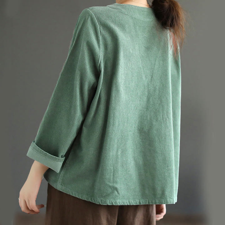Veste en velours côtelé à manches longues et poches Buddha Stones pour femme - image 11