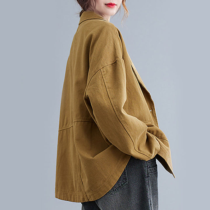 Veste blazer en coton à manches longues et poches pour femme, couleur unie, motif Buddha Stones - image 3