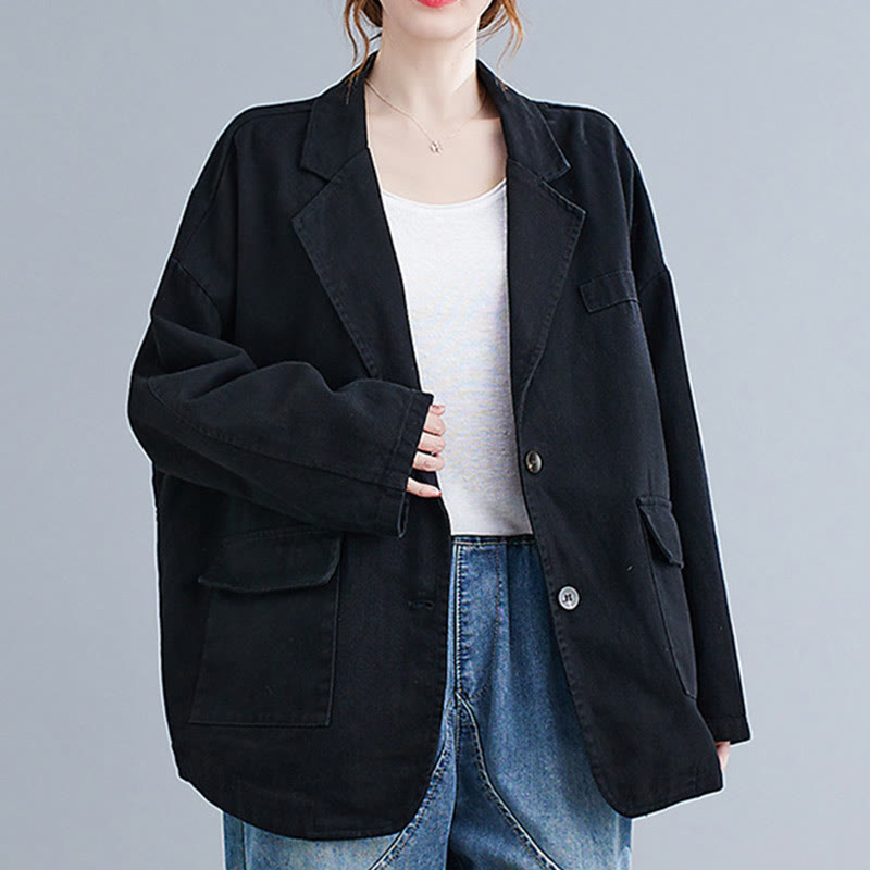 Veste blazer en coton à manches longues et poches pour femme, couleur unie, motif Buddha Stones - image 11