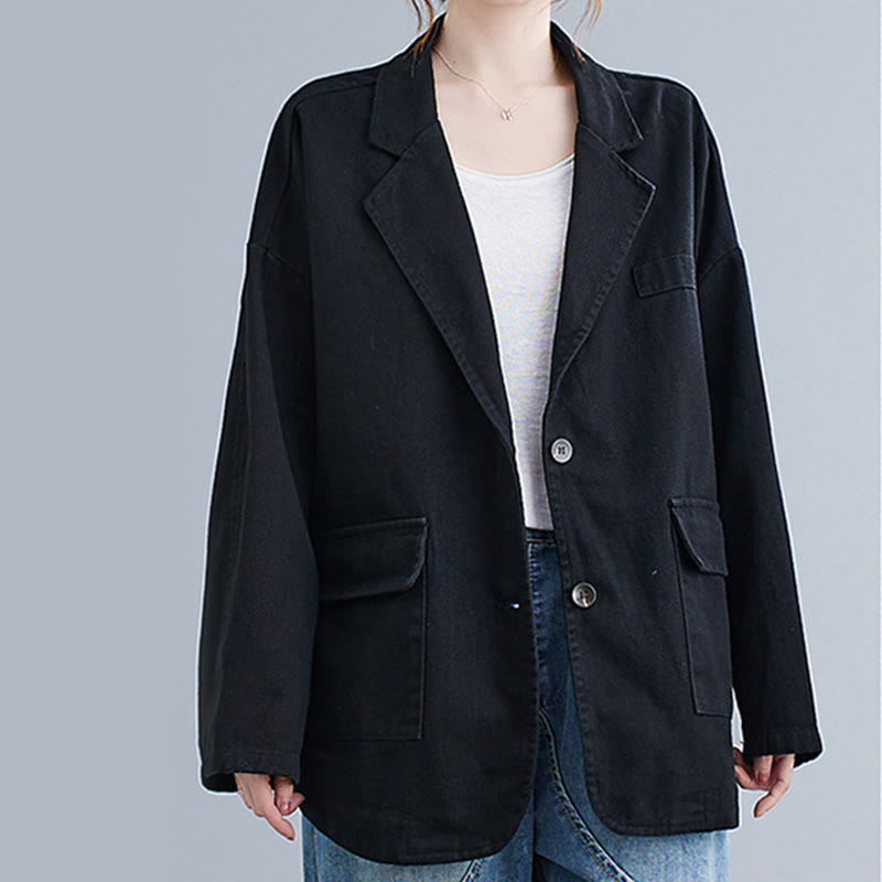 Veste blazer en coton à manches longues et poches pour femme, couleur unie, motif Buddha Stones - image 13