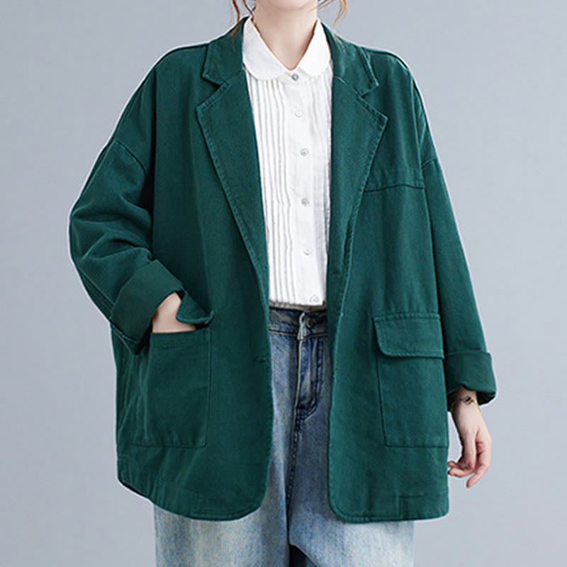 Veste blazer en coton à manches longues et poches pour femme, couleur unie, motif Buddha Stones - image 16