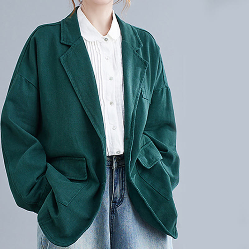 Veste blazer en coton à manches longues et poches pour femme, couleur unie, motif Buddha Stones - image 18