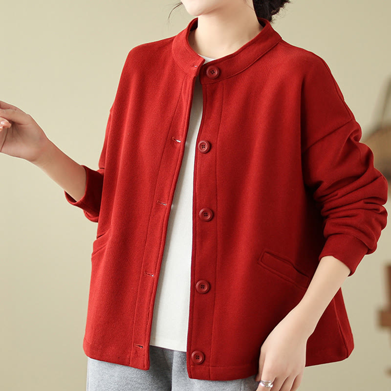 Veste à manches longues en coton pour femme, couleur unie, avec poches, motif Buddha Stones - image 6