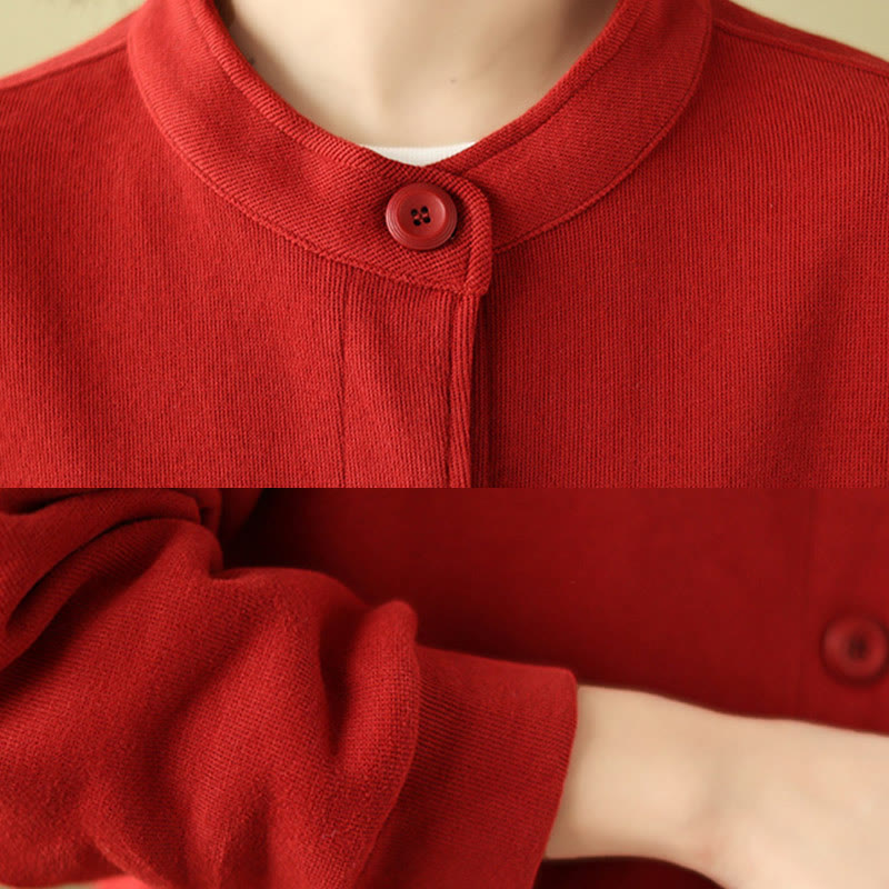 Veste à manches longues en coton pour femme, couleur unie, avec poches, motif Buddha Stones - image 11