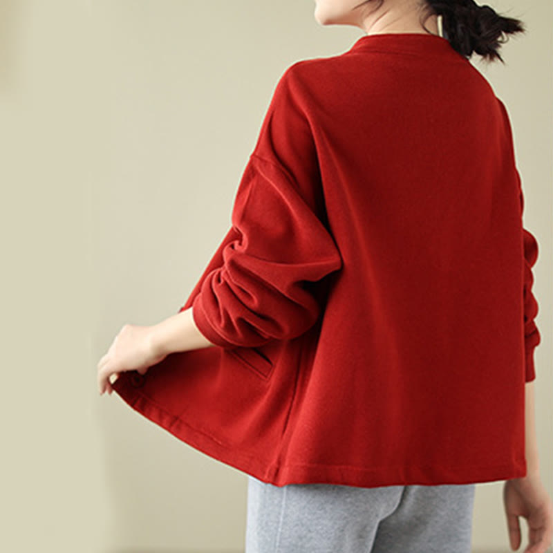 Veste à manches longues en coton pour femme, couleur unie, avec poches, motif Buddha Stones - image 7