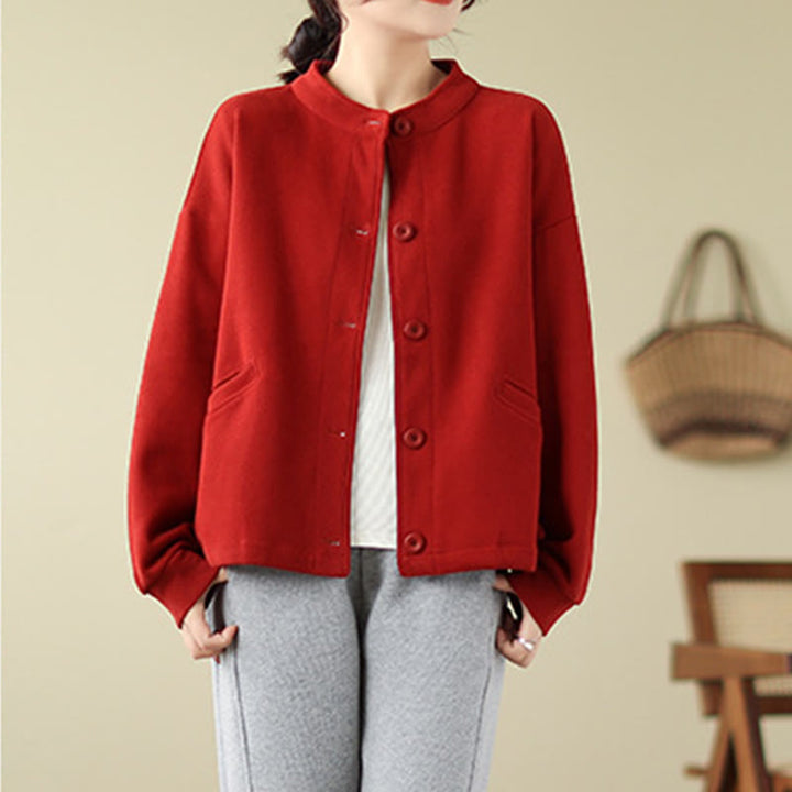 Veste à manches longues en coton pour femme, couleur unie, avec poches, motif Buddha Stones - image 10