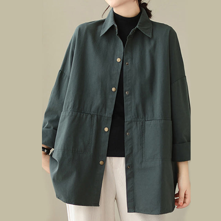 Veste décontractée à manches longues et poches pour femme, couleur unie, motif Buddha Stones - image 2