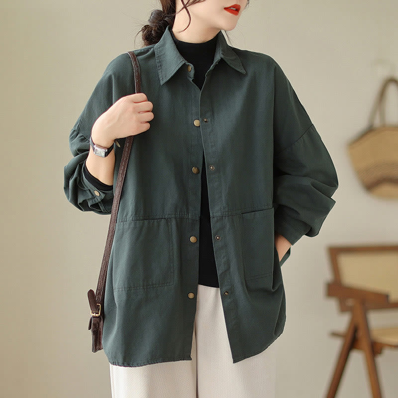 Veste décontractée à manches longues et poches pour femme, couleur unie, motif Buddha Stones - Gris ardoise foncé - US14，UK/AU18，EU46 (2XL) - image 0