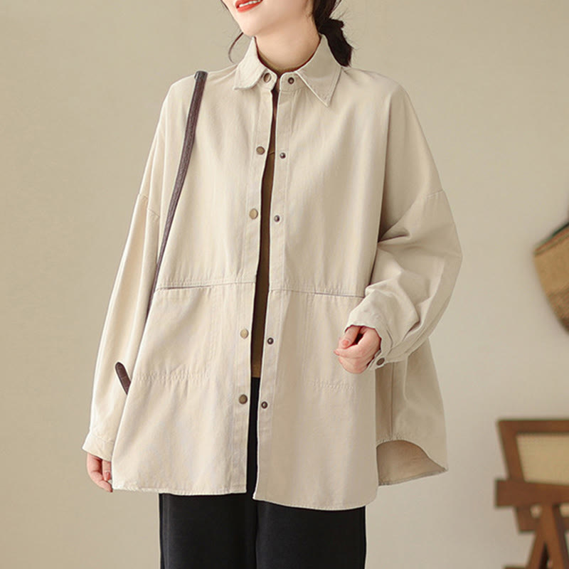 Veste décontractée à manches longues et poches pour femme, couleur unie, motif Buddha Stones - Beige - US14，UK/AU18，EU46 (2XL) - image 8