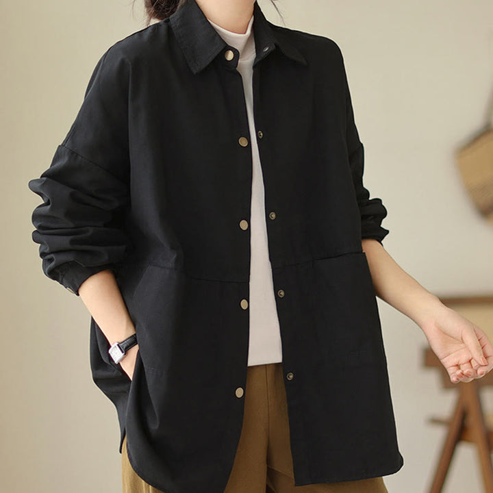 Veste décontractée à manches longues et poches pour femme, couleur unie, motif Buddha Stones - Noir - US14，UK/AU18，EU46 (2XL) - image 15
