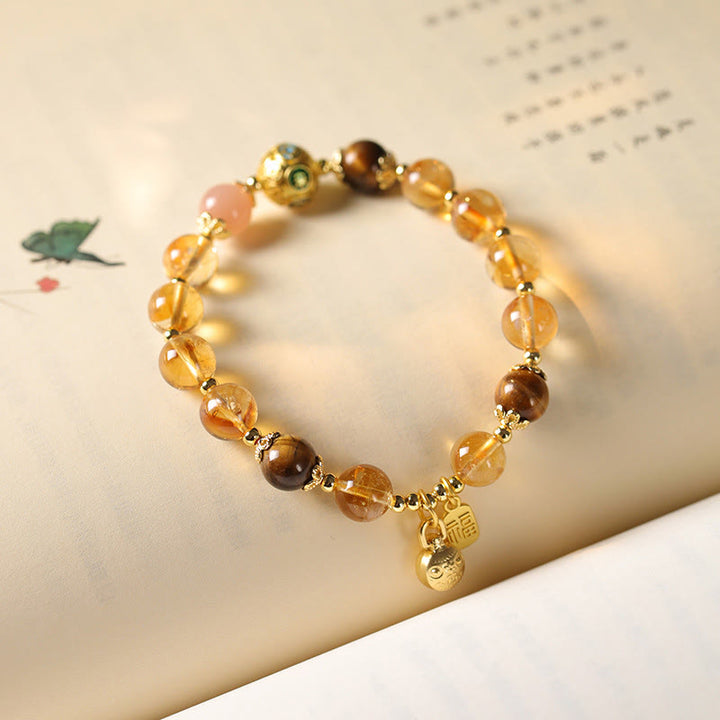 Bracelet de prospérité en Buddha Stones, citrine naturelle, personnage Fu, bête porte-bonheur - image 8