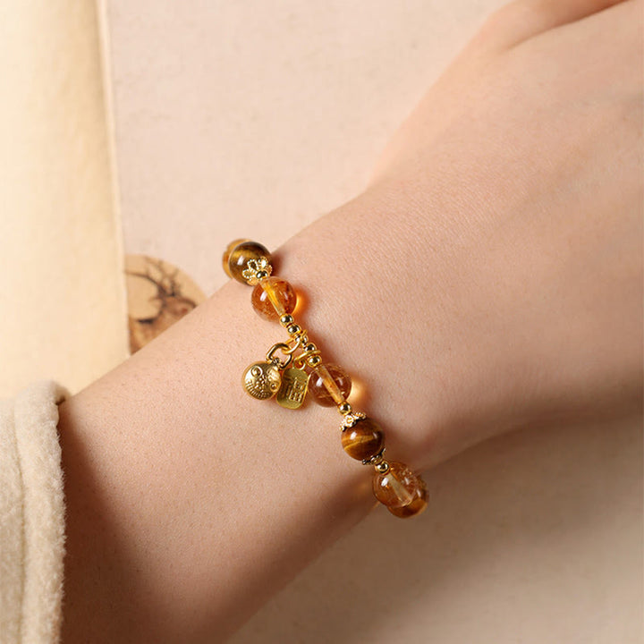 Bracelet de prospérité en Buddha Stones, citrine naturelle, personnage Fu, bête porte-bonheur - image 4