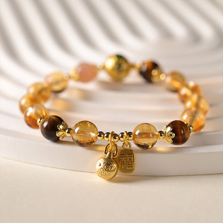 Bracelet de prospérité en Buddha Stones, citrine naturelle, personnage Fu, bête porte-bonheur - image 2
