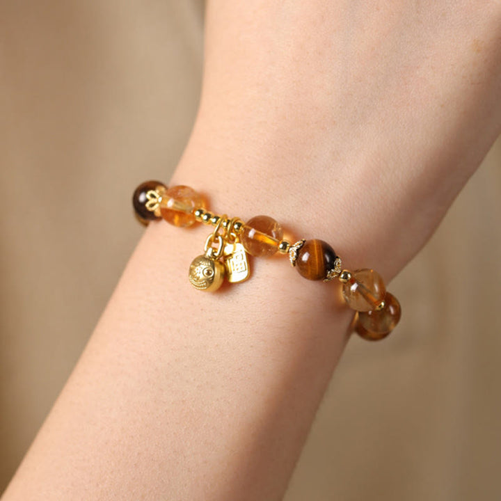 Bracelet de prospérité en Buddha Stones, citrine naturelle, personnage Fu, bête porte-bonheur - image 11