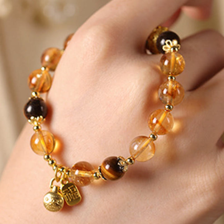 Bracelet de prospérité en Buddha Stones, citrine naturelle, personnage Fu, bête porte-bonheur - image 3