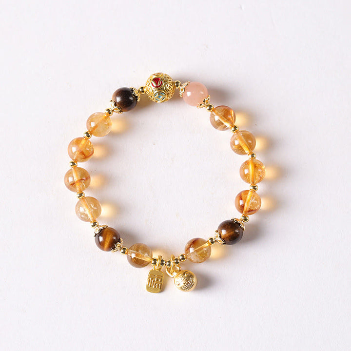 Bracelet de prospérité en Buddha Stones, citrine naturelle, personnage Fu, bête porte-bonheur - image 7