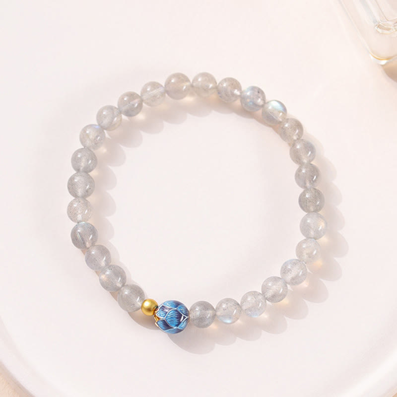 Bracelet Charmant Lotus Love en Pierres de Lune Naturelles et Buddha Stones - image 2