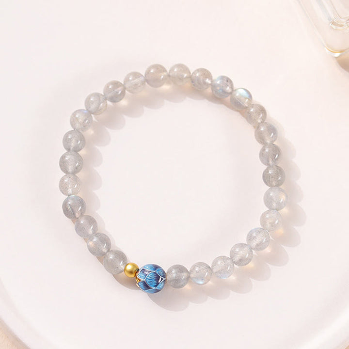 Bracelet Charmant Lotus Love en Pierres de Lune Naturelles et Buddha Stones - image 2
