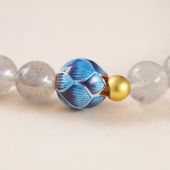 Bracelet Charmant Lotus Love en Pierres de Lune Naturelles et Buddha Stones - image 9