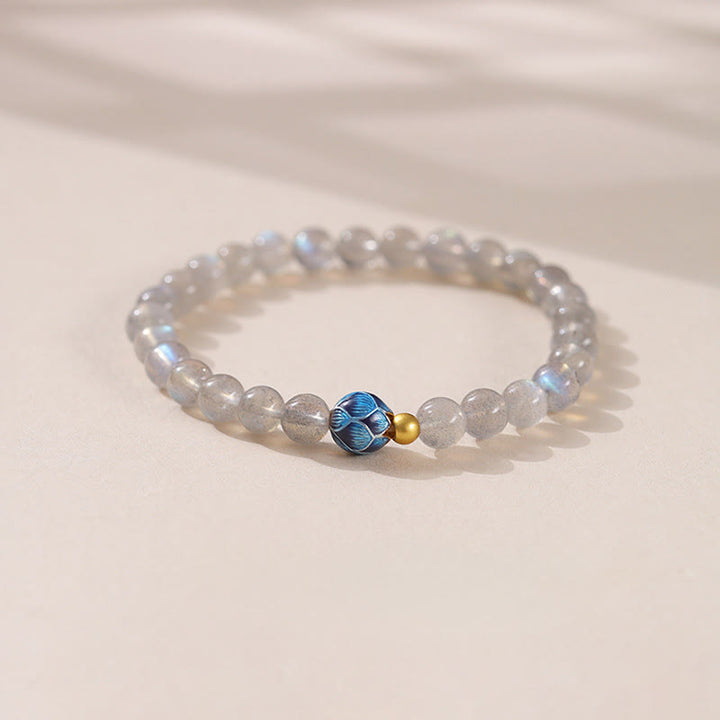 Bracelet Charmant Lotus Love en Pierres de Lune Naturelles et Buddha Stones - Pierre de lune et lotus (tour de poignet : 15-16 cm) - image 0