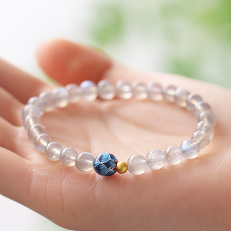 Bracelet Charmant Lotus Love en Pierres de Lune Naturelles et Buddha Stones - image 3