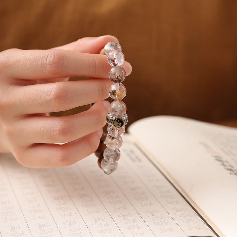 Bracelet de protection Yin Yang fantôme rouge en bois frappé par la foudre et Buddha Stones - image 14