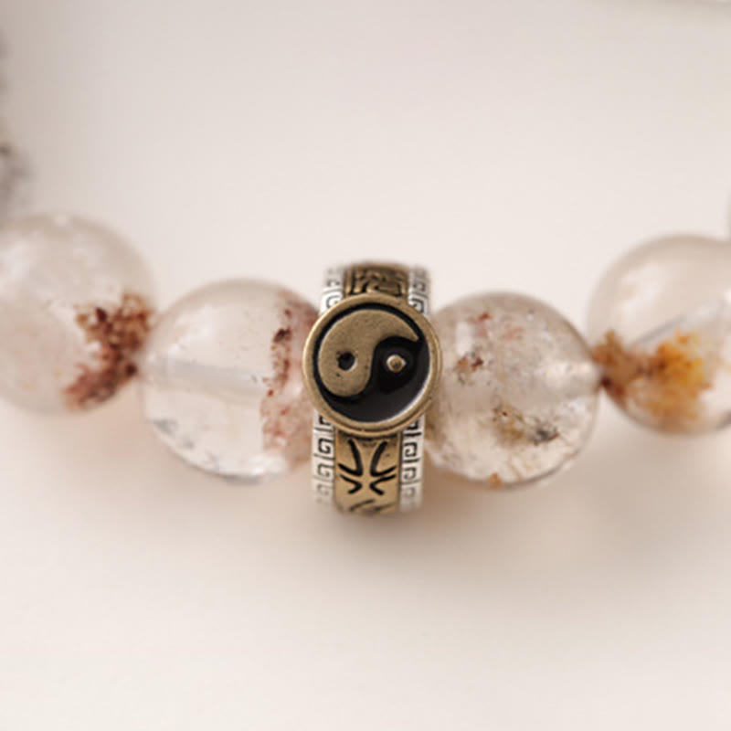 Bracelet de protection Yin Yang fantôme rouge en bois frappé par la foudre et Buddha Stones - image 12