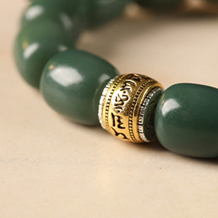 Bracelet de paix tête de lion en pierres de Buddha Stones et graines de Bodhi Om Mani Padme Hum - image 3