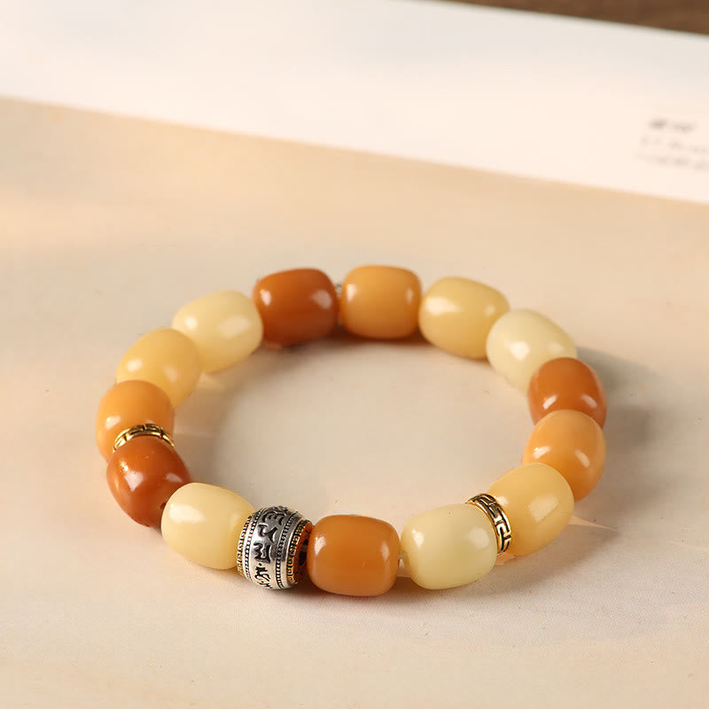 Bracelet de paix tête de lion en pierres de Buddha Stones et graines de Bodhi Om Mani Padme Hum - Graine de Bodhi jaune (circonférence du poignet : 15-17 cm) - image 7