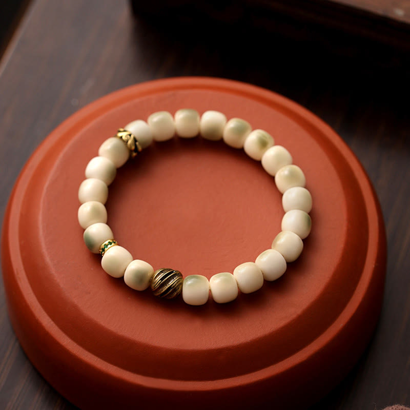 Bracelet de sagesse Garuda en cuivre martelé et graines de Bodhi en Buddha Stones - image 8