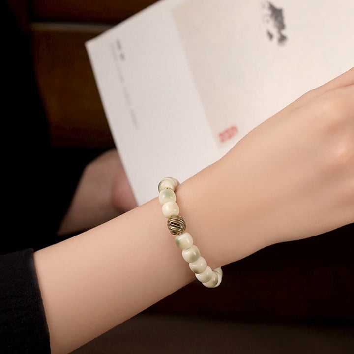 Bracelet de sagesse Garuda en cuivre martelé et graines de Bodhi en Buddha Stones - image 10