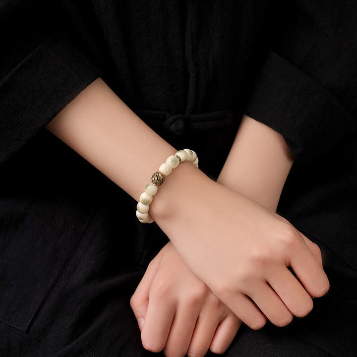 Bracelet de sagesse Garuda en cuivre martelé et graines de Bodhi en Buddha Stones - image 11