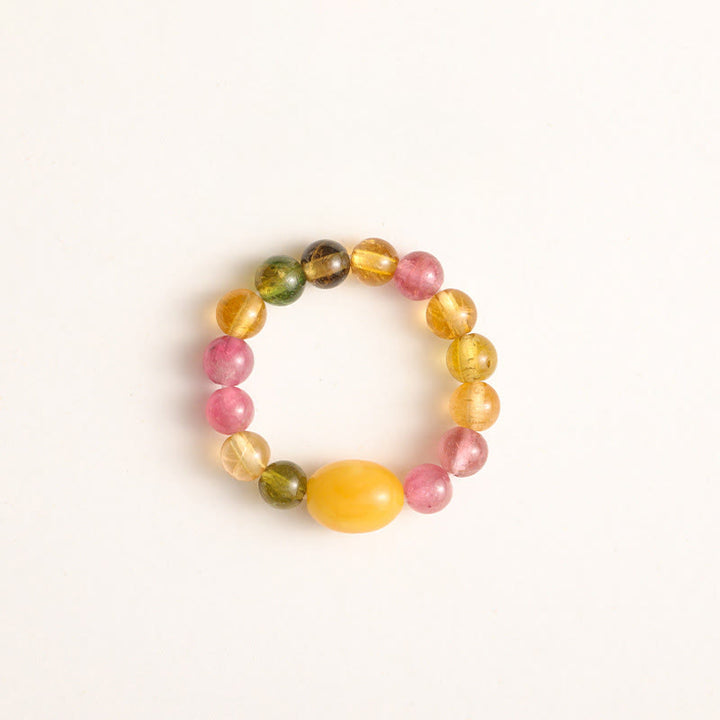 Bague d'amour positive en ambre Pixiu avec tourmaline naturelle et perle porte-bonheur - Tourmaline et ambre - image 10