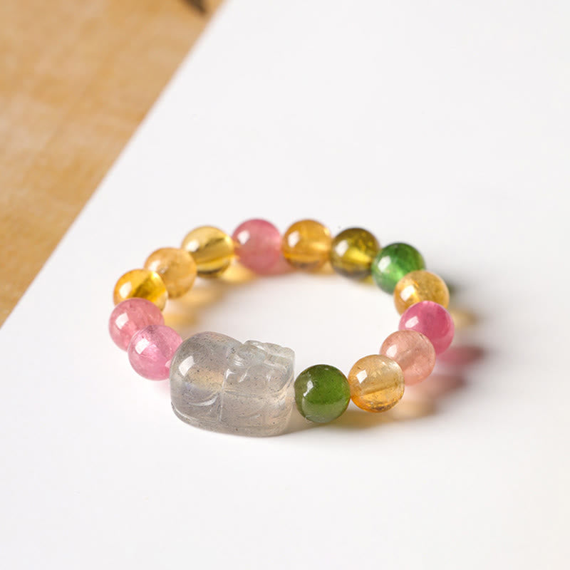 Bague d'amour positive en ambre Pixiu avec tourmaline naturelle et perle porte-bonheur - image 6