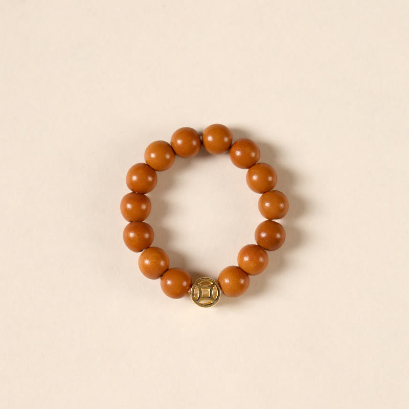 Bague de force intérieure en cuivre avec perles de noyau d'olive et Buddha Stones - Pièce de cuivre - 4 mm - image 1