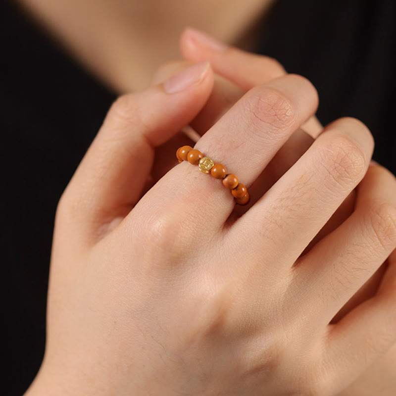 Bague de force intérieure en cuivre avec perles de noyau d'olive et Buddha Stones - image 16