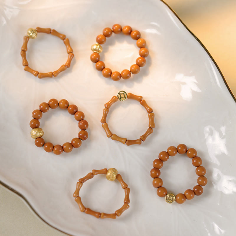 Bague de force intérieure en cuivre avec perles de noyau d'olive et Buddha Stones - image 17