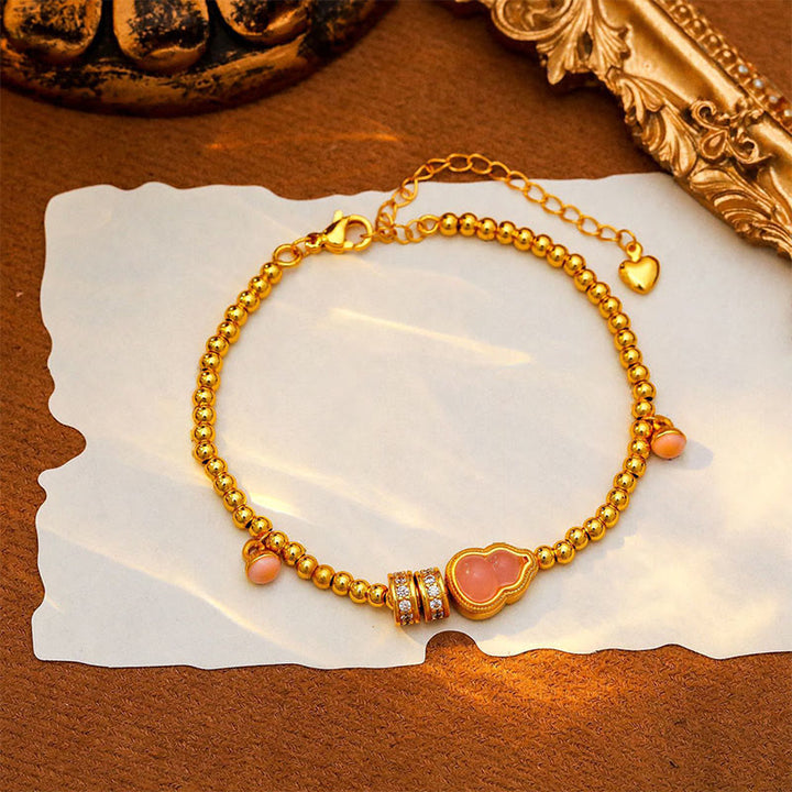 Bracelet de richesse en forme de gourde avec perles en cuivre et laiton plaqué or 24 carats et Buddha Stones - image 7