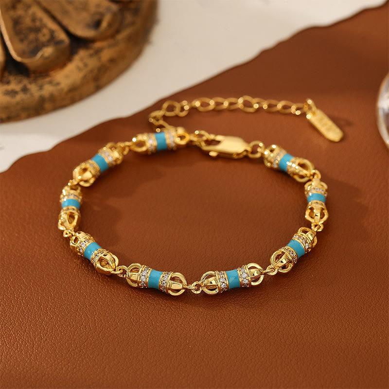 Bracelet Buddha Stones Cuivre Laiton Plaqué Or 24 carats Vajra Richesse Chance - Cuivre Laiton Plaqué Or 24 carats (Tour de poignet : 20-25 cm) - image 0