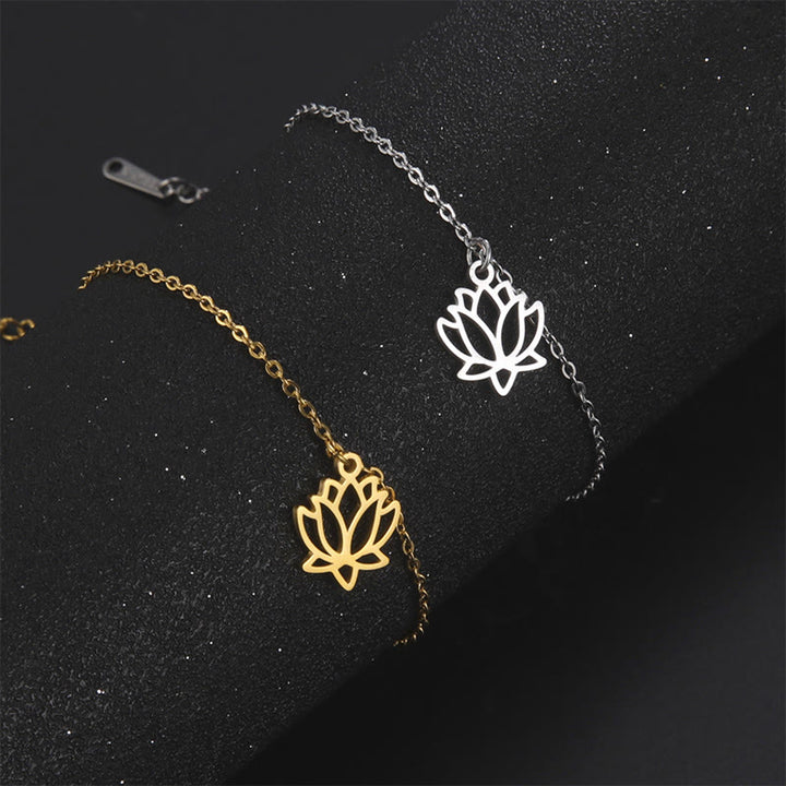 Bracelet d'illumination en acier titane et Buddha Stones à motif lotus - image 9