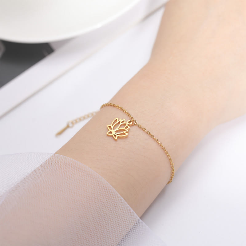Bracelet d'illumination en acier titane et Buddha Stones à motif lotus - image 8