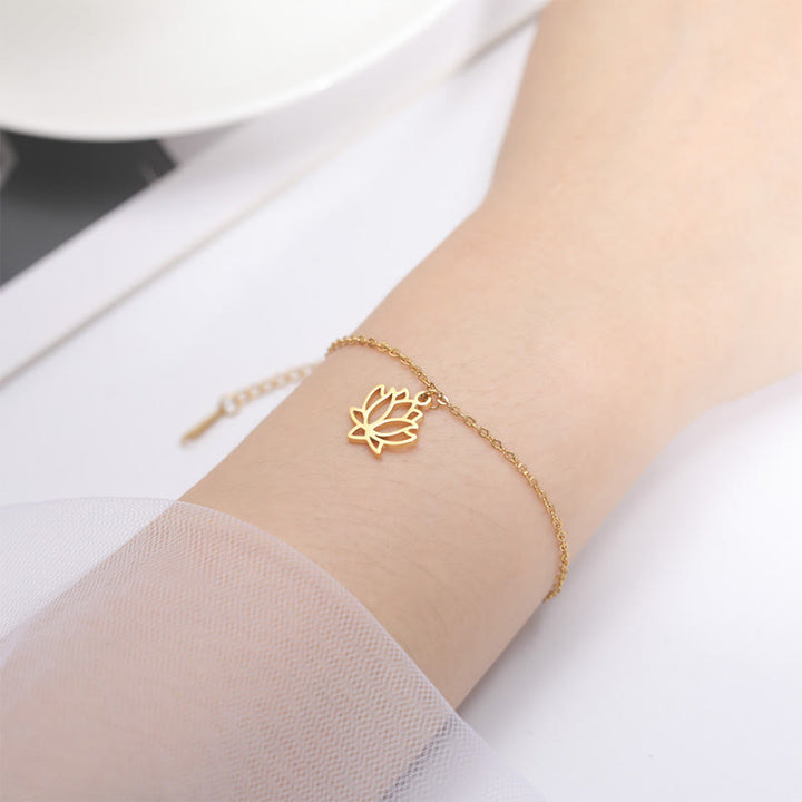 Bracelet d'illumination en acier titane et Buddha Stones à motif lotus - image 8