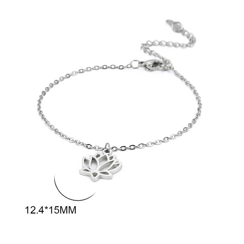 Bracelet d'illumination en acier titane et Buddha Stones à motif lotus - image 2