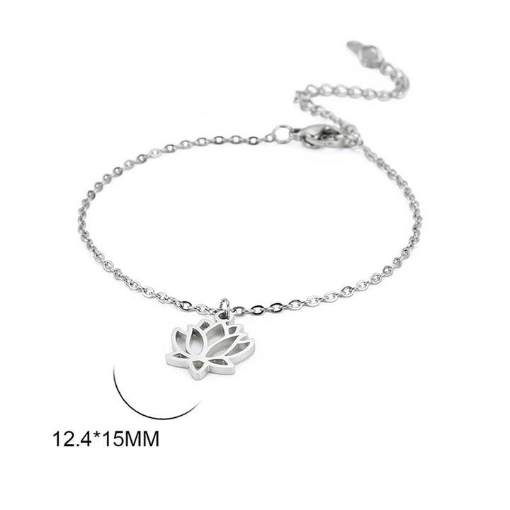 Bracelet d'illumination en acier titane et Buddha Stones à motif lotus - image 2