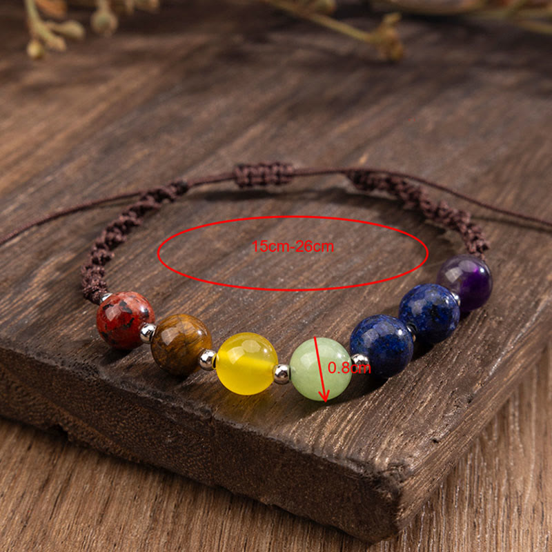 Bracelet en corde de courage en Buddha Stones, cristaux naturels variés, œil de tigre, améthyste - image 8