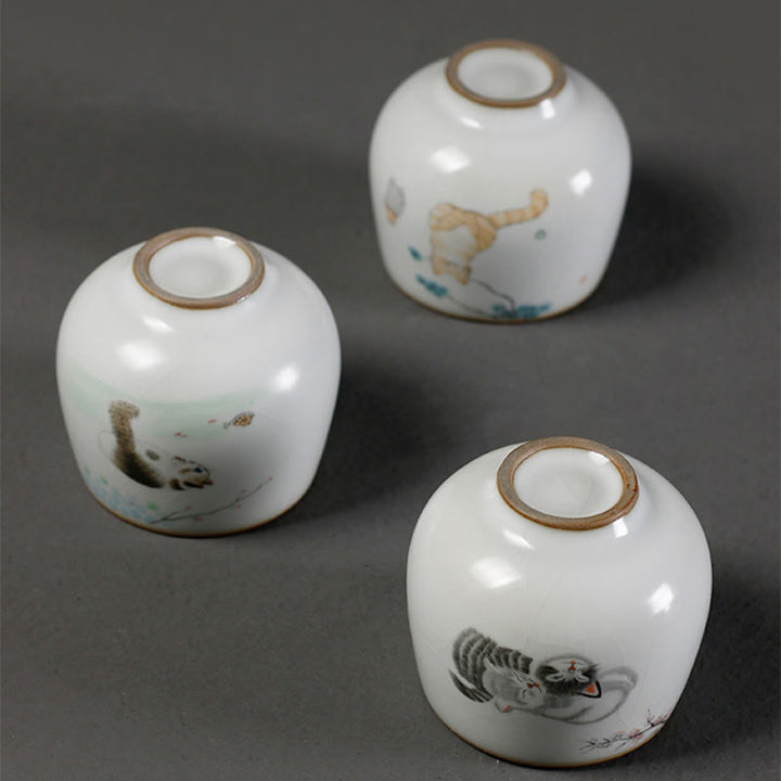 Buddha Stones Tasse à thé Kung Fu avec motif de chat mignon et branches, présentée dans un coffret cadeau. - image 11