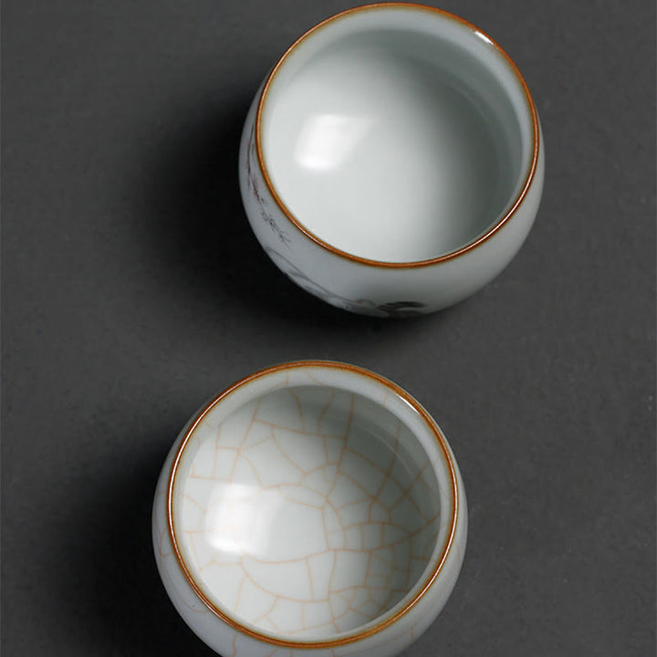 Buddha Stones Tasse à thé Kung Fu avec motif de chat mignon et branches, présentée dans un coffret cadeau. - image 16