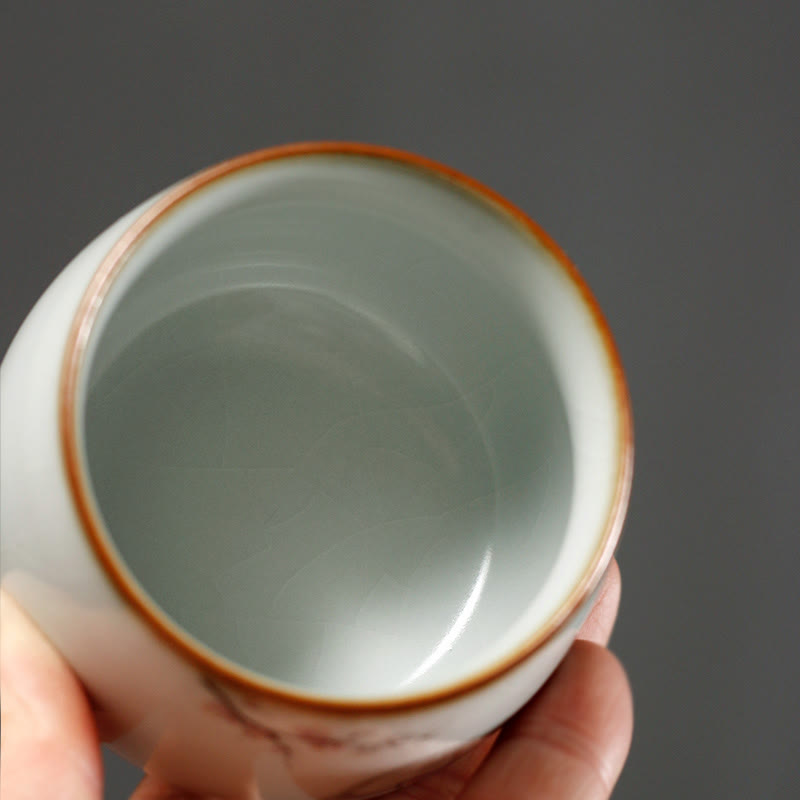 Buddha Stones Tasse à thé Kung Fu avec motif de chat mignon et branches, présentée dans un coffret cadeau. - image 17